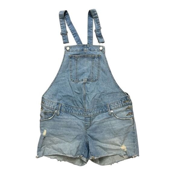 Isabel Maternity by Ingrid & Isabel Denim Shortall size 6 Blue Overall Shorts - Picture 14 of 14